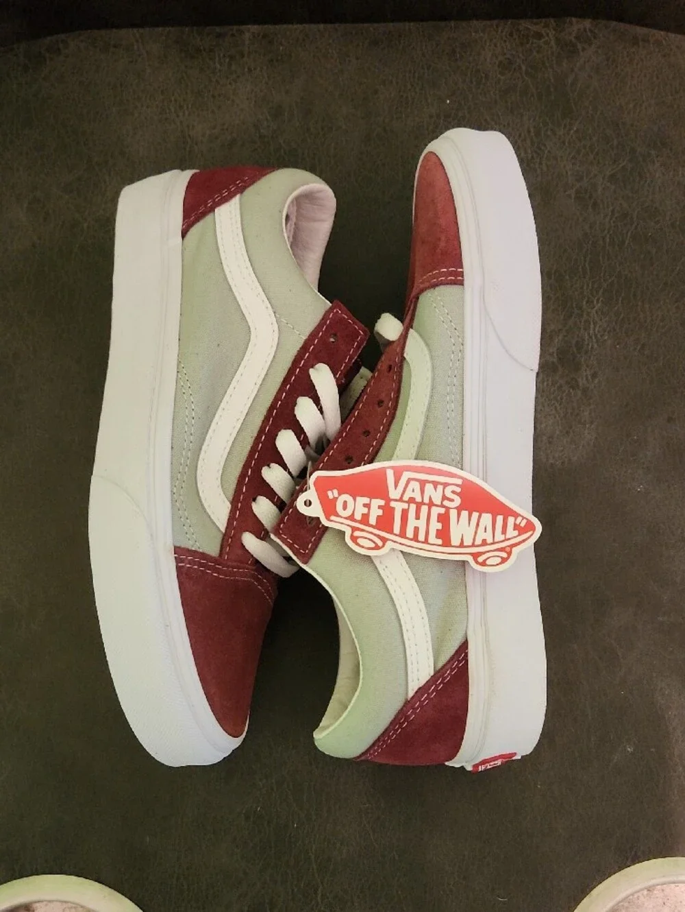 Vans Women’s Old Skool Low Top Sneakers in Rose Red and White